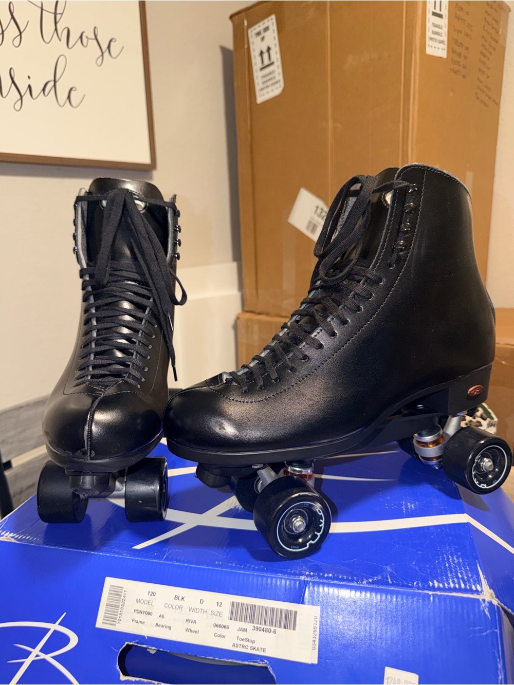 Riedell Riva 120 Black Leather Roller Skates Men’s 12 / Women’s 13-14